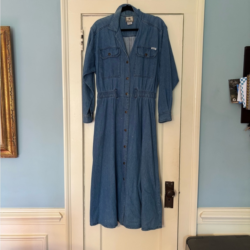 Vintage Bill Blass Long-Sleeve Denim Dress
